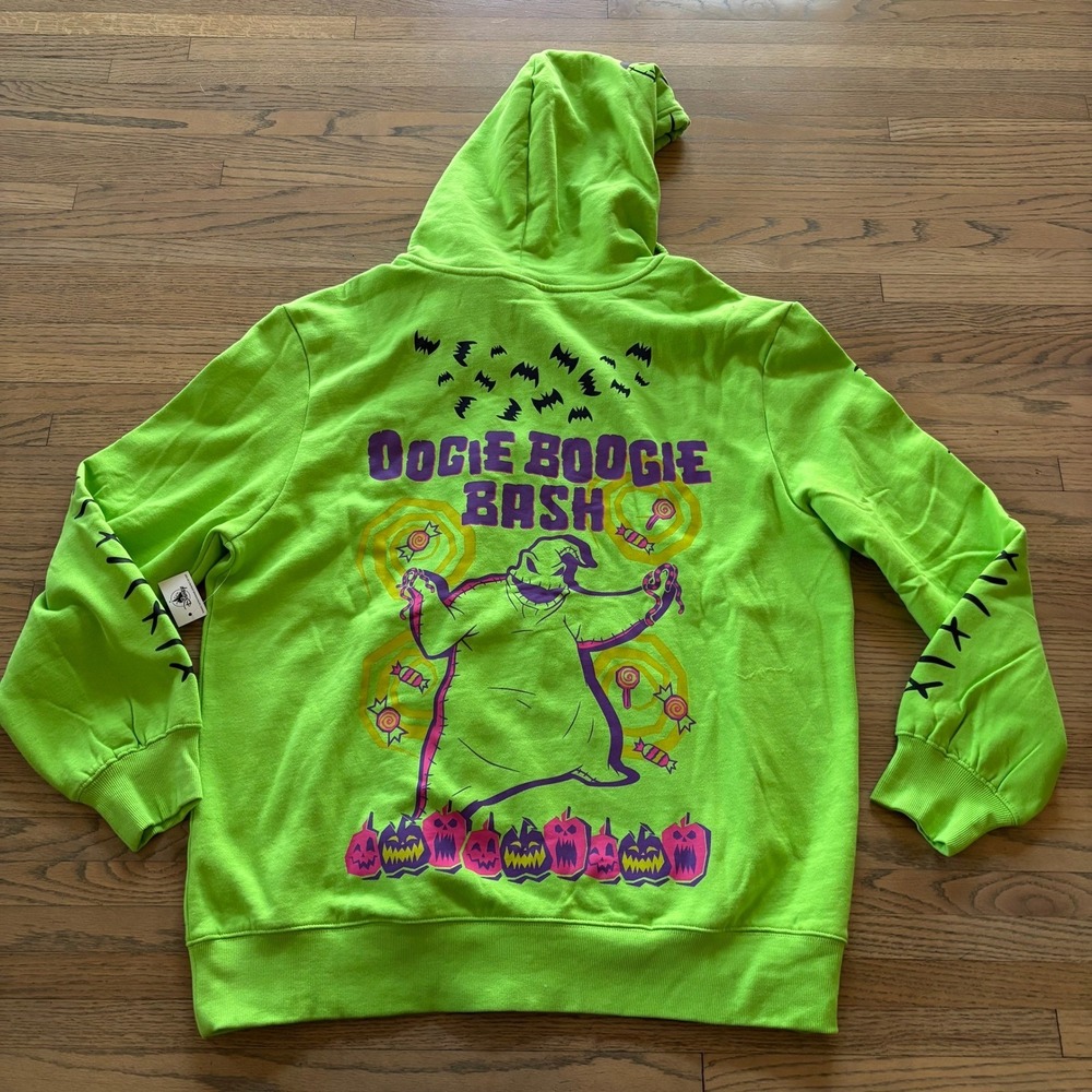Disney Oogie Boogie Bash 2023 Zip Up Hoodie Mens XL Neon Green Nightmare Before